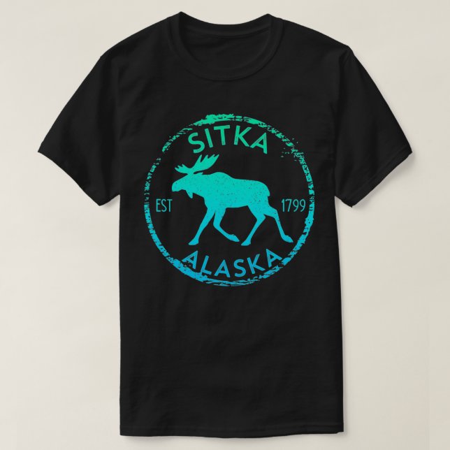 T-shirt Sitka Alaska Moose Gradient Souvenir dérangé (Design devant)