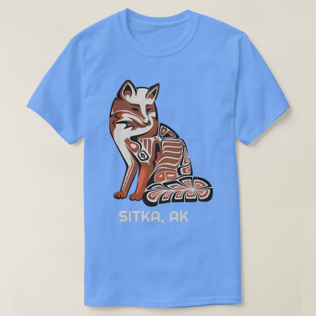 T-shirt Sitka Alaska Native American Tribal Fox Haida Styl (Design devant)