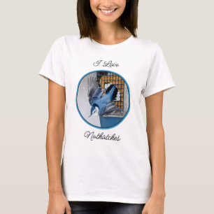 T-shirt Sittelle à Poitrine Blanche dans la Neige - Photo