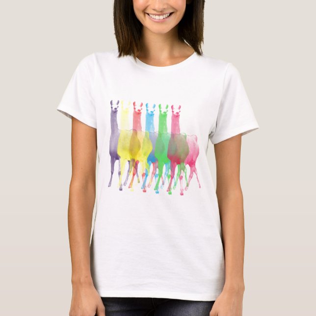T-shirt six lamas dans six couleurs de lama (Devant)