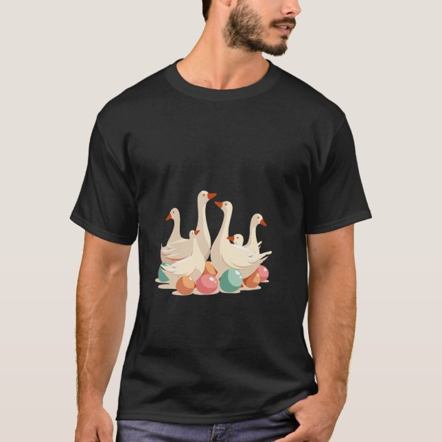 T-shirt Six Oies A Été Coupé Style De Crayon 1 (Devant)