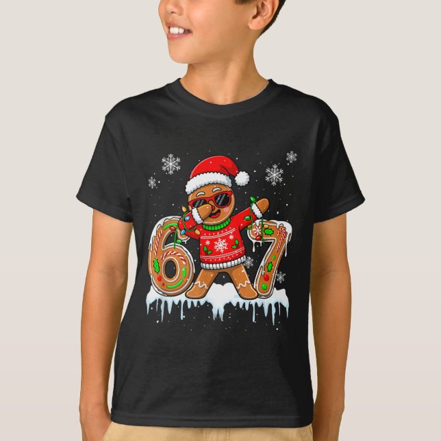T-shirt Six Seven 67 Christmas Funny Santa Gingerbread Dab (Devant)