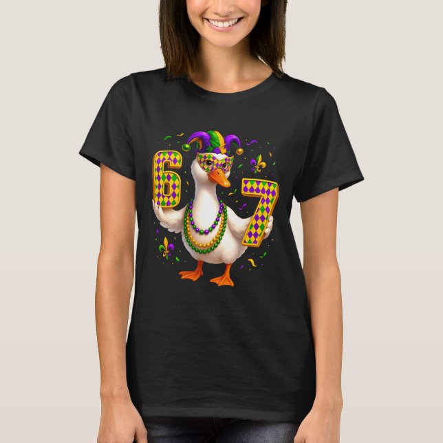 T-shirt Six Seven 67 Meme Goose With Jester Hat &amp; Bead (Devant)