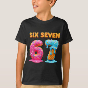 T-shirt Six Seven 67 Numéro Mème Crème Glacée Dégoulinante