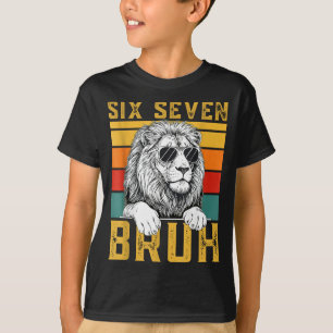 T-shirt Six Seven 6 7 67 Mème Drôle Lion Rétro Vintage Dés