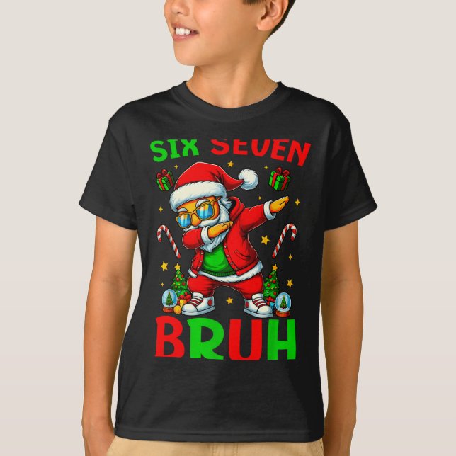T-shirt Six Seven 6 7 Meme Dabbing Santa Merry Christmas B (Devant)