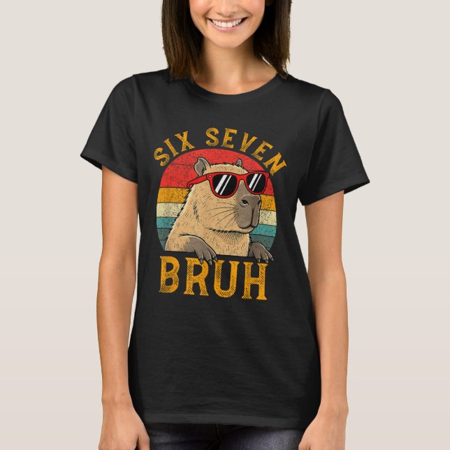 T-shirt Six Seven Bruh 67 Meme Funny Capybara Viral Six Se (Devant)