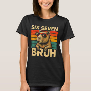 T-shirt Six Seven Bruh Capybara Rétro Vintage Drôle 67 Mem