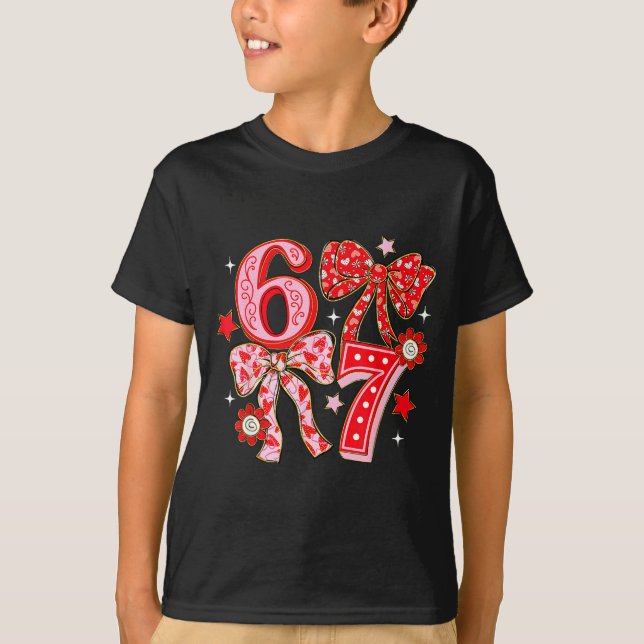 T-shirt Six Seven Coquette Girl Bow Cool Meme 67 Valentine (Devant)