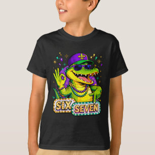T-shirt Six Seven Mardi Gras Gator Drôle 67 Citation Meme
