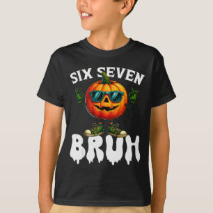 T-shirt Six Seven Meme 6 7 Drôle Bruh Citrouille Halloween