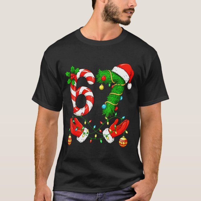 T-shirt Six Seven Meme Christmas 67 Santa Funny Christmas  (Devant)