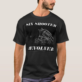 T-SHIRT SIX SHOOTER REVOLVER BLACK SHIRT