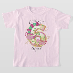 T-shirt Six Tea Party Anniversaire fille   Floral
