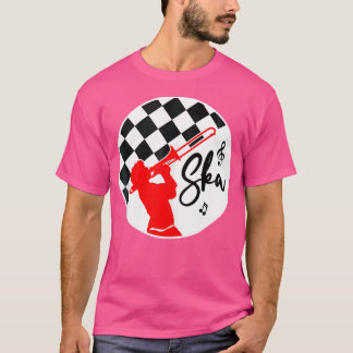 T-shirt Ska Music Punk Reggae Retro Black Red Checkerboard