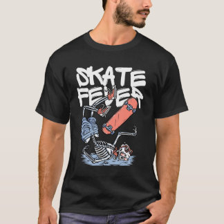 T-shirt Skate Fever – Skeleton Skater Street Art Design
