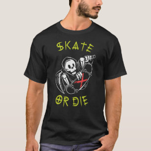 T-shirt Skate ou die Grim Reaper Skeleton Skateboarder