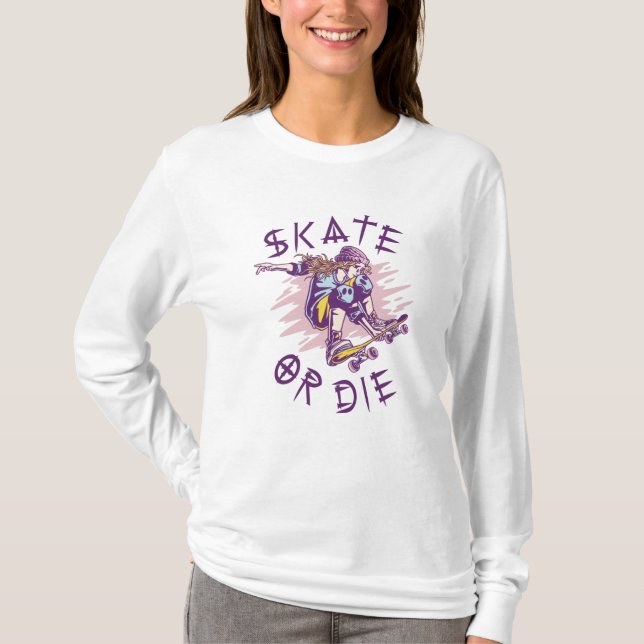 T-shirt Skate ou die Skateboarder Girl (Devant)