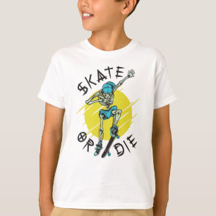 T-shirt Skate ou die Skeleton Skateboarder