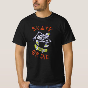 T-shirt Skate ou die Skeleton Skateboarder