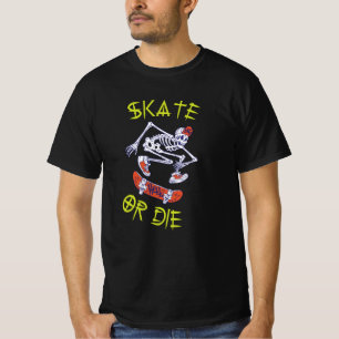 T-shirt Skate ou die Skeleton Skateboarder