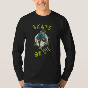 T-shirt Skate ou die Skeleton Skateboarder