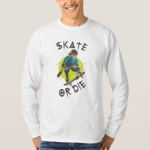 T-shirt Skate ou die Skeleton Skateboarder