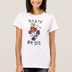 T-shirt Skate ou mourir drôle Skeleton Skateboarder