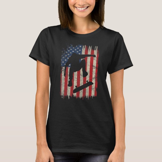 T-shirt Skateboard American Flag Skateboard Skateboard Gi (Devant)