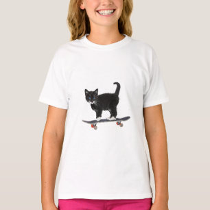 T-shirt Skateboard cat, black cat