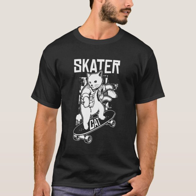 T-shirt Skateboard Cat Skateboard Skateboarder Skateboard  (Devant)