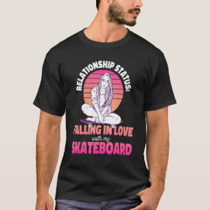 T-shirt Skateboard Girl Retro Sunset Love Design