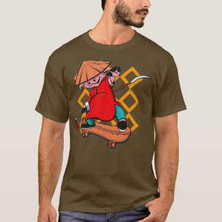 T-shirt Skateboard Kung Fu Pig