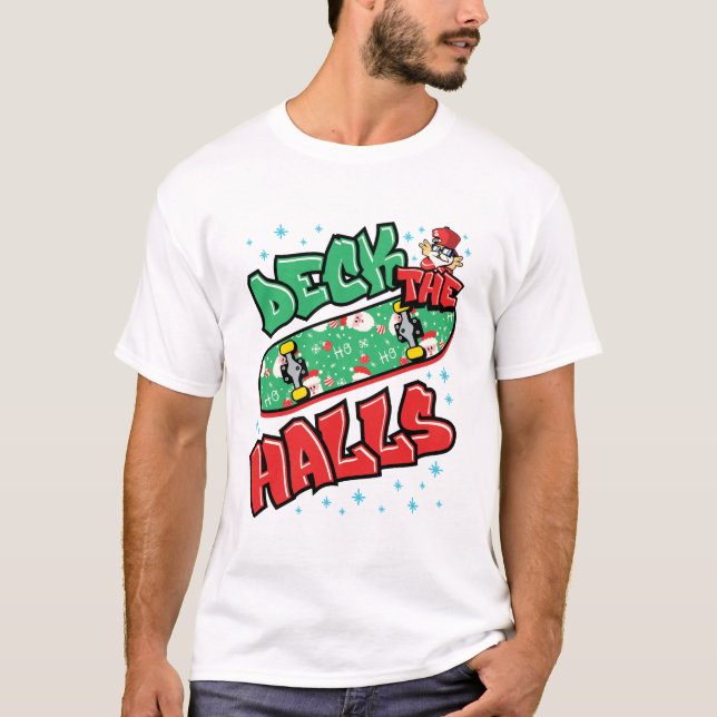 T-shirt Skateboard Noël Skateboard Deck the Halls (Devant)