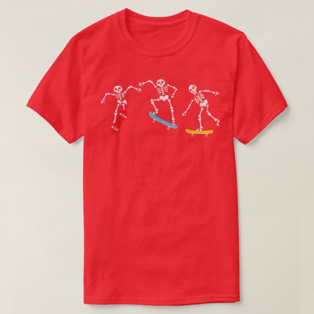T-shirt Skateboard Skeletons Halloween Patinage Hommes Gar (Design devant)