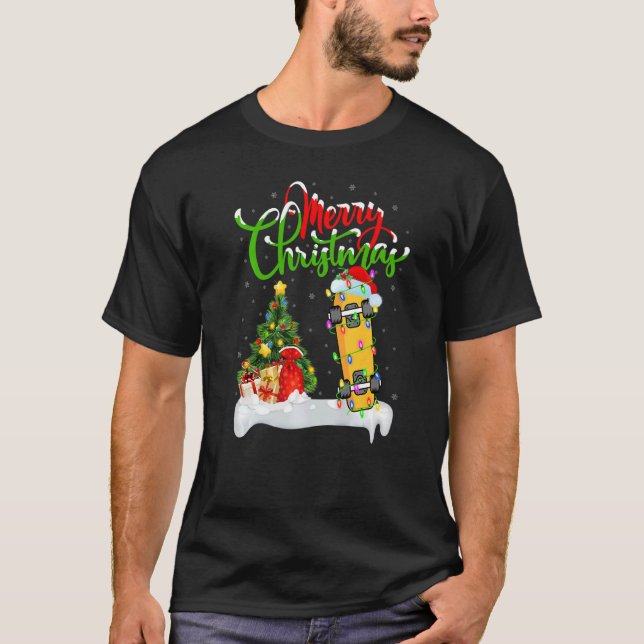 T-shirt Skateboard Xmas Décorations Skateboard Chri (Devant)