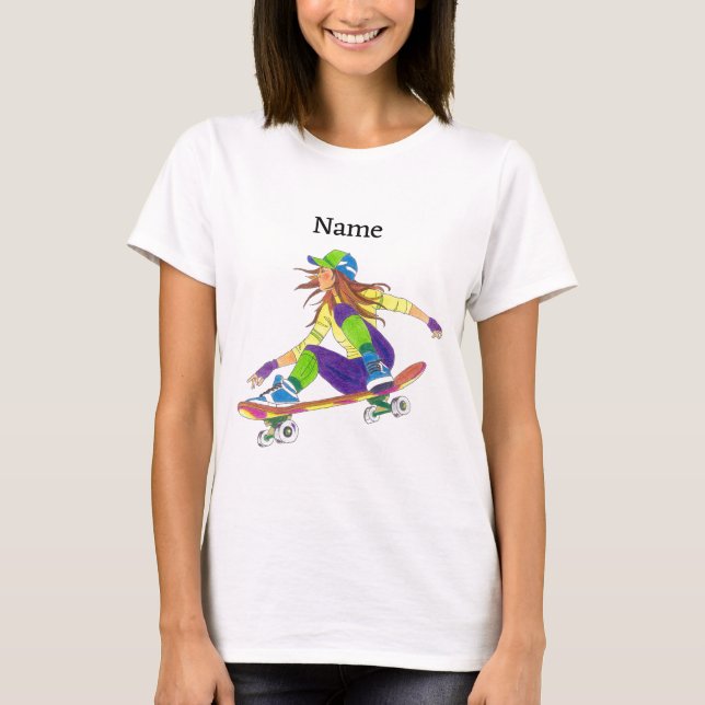 T-shirt Skateboarder Girl (Devant)