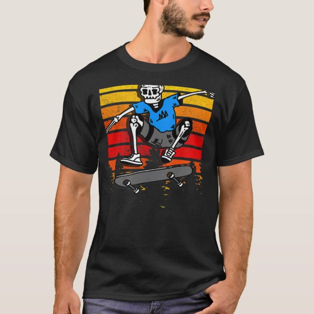 T-shirt Skateboarding Graphic Skater Skeleton (Devant)