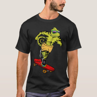 T-shirt Skaters Having Fun Cool Chameleon Skateboard  For 