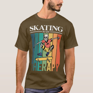 T-shirt Skating is my thérapie Retro 80s Skeleton Radical