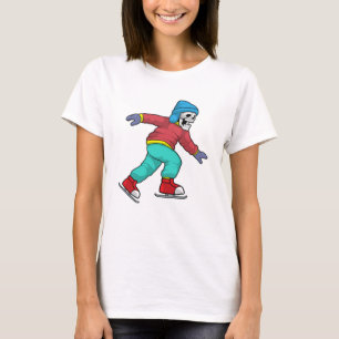 T-shirt Skeleton au patinage sur glace avec patins sur gla
