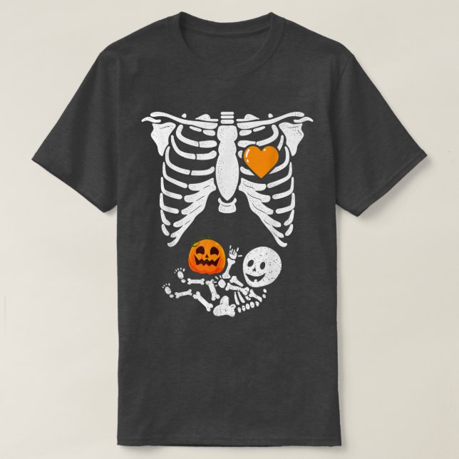T-shirt Skeleton Baby Pregnant Xray Rib Cage pour Fall Hal (Design devant)
