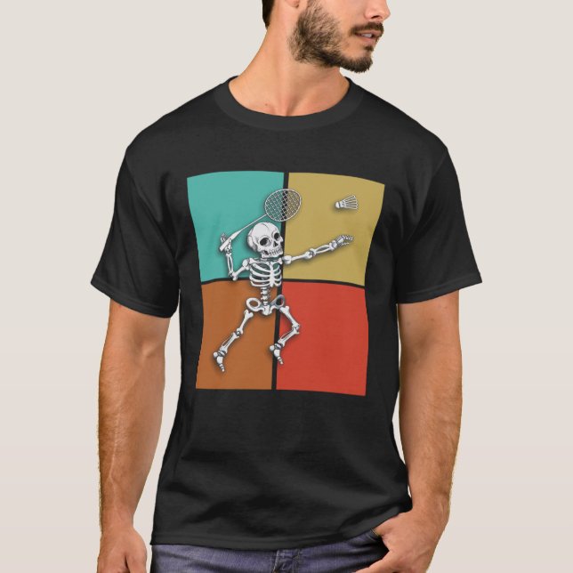 T-shirt Skeleton Badminton Halloween Smash Shuttlecock (Devant)