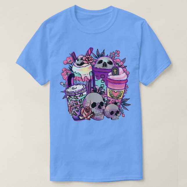 T-shirt Skeleton Boire Café Citrouille épice Latte Iced Au (Design devant)