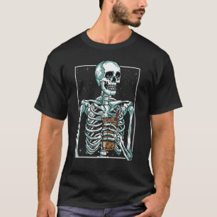 T-shirt Skeleton Boire Café glacé Halloween 1
