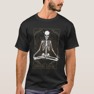 T-shirt Skeleton Boire Café Sourire Carte Tarot Crâne