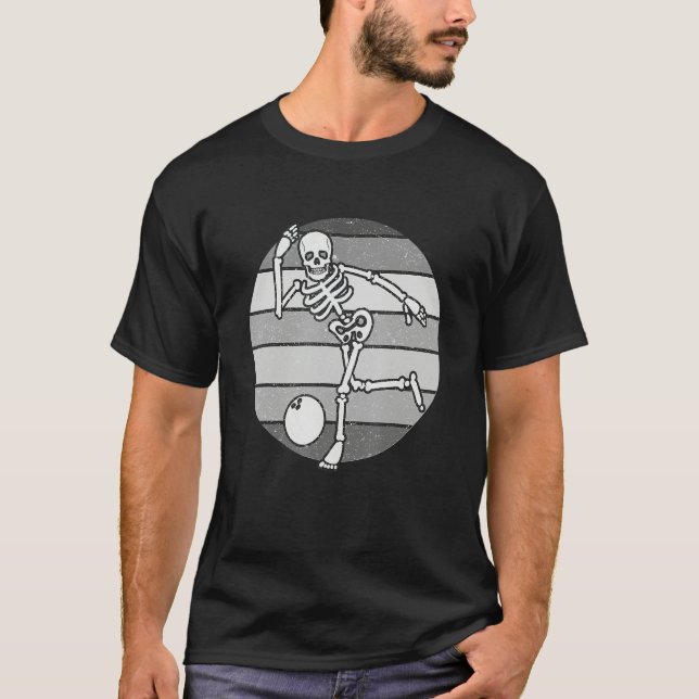 T-shirt Skeleton Bowling Retro Bowler Gifts Funny Bowling  (Devant)