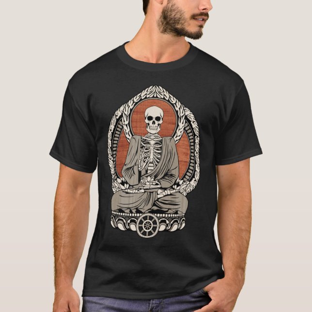 T-shirt Skeleton Buddha girl vintage (Devant)