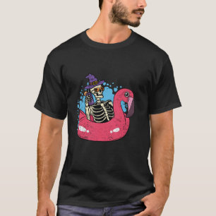 T-shirt Skeleton Chillin Flamant rose Halloween Funny Witc