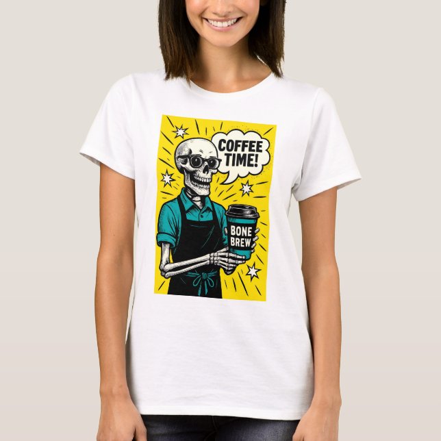 T-shirt Skeleton Coffee Time - Classic Pop Art (Devant)